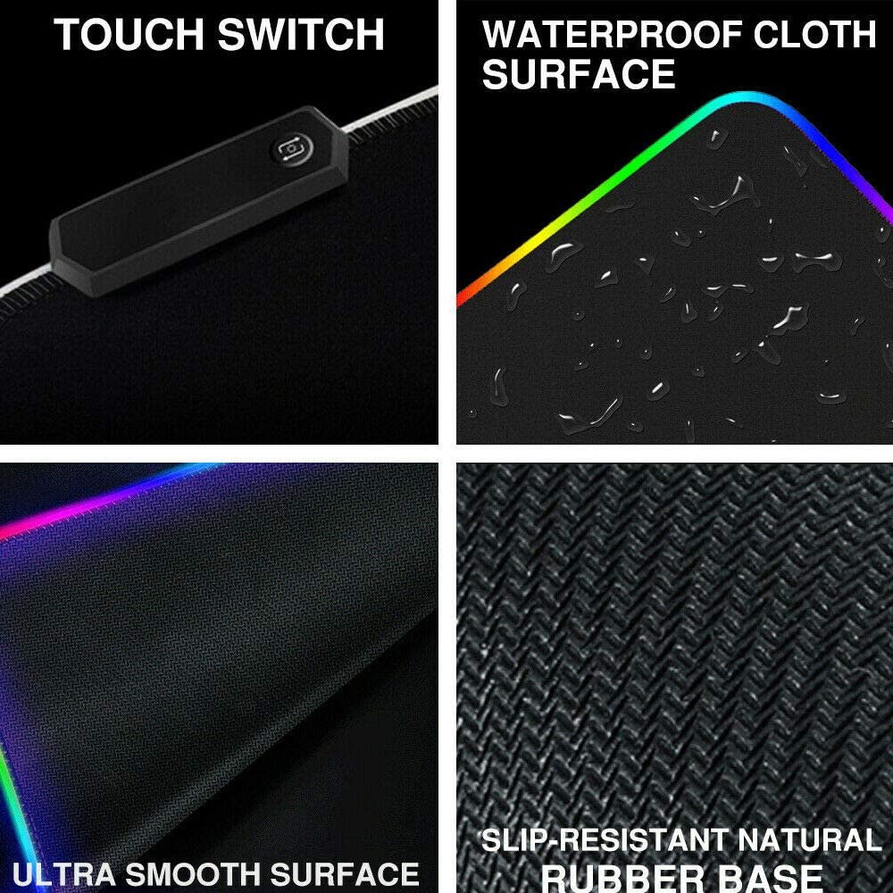 Rgb Gaming Mouse Pad Large (800×300×4mm) Led Mousepad With Non-slip Rubber Base Soft Pad