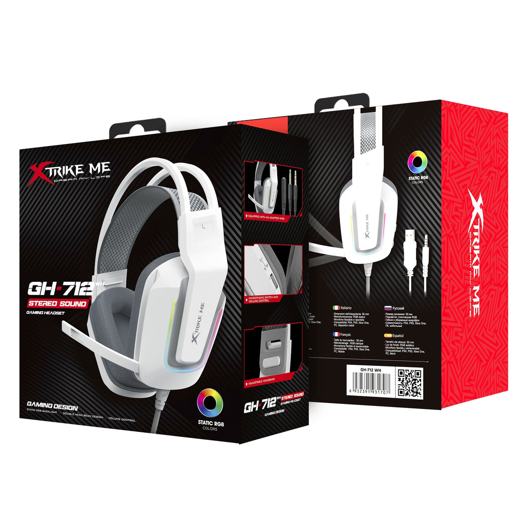 Xtrike Me Gh712 Rgb Gaming Headset With Noise Reduction Microphone White