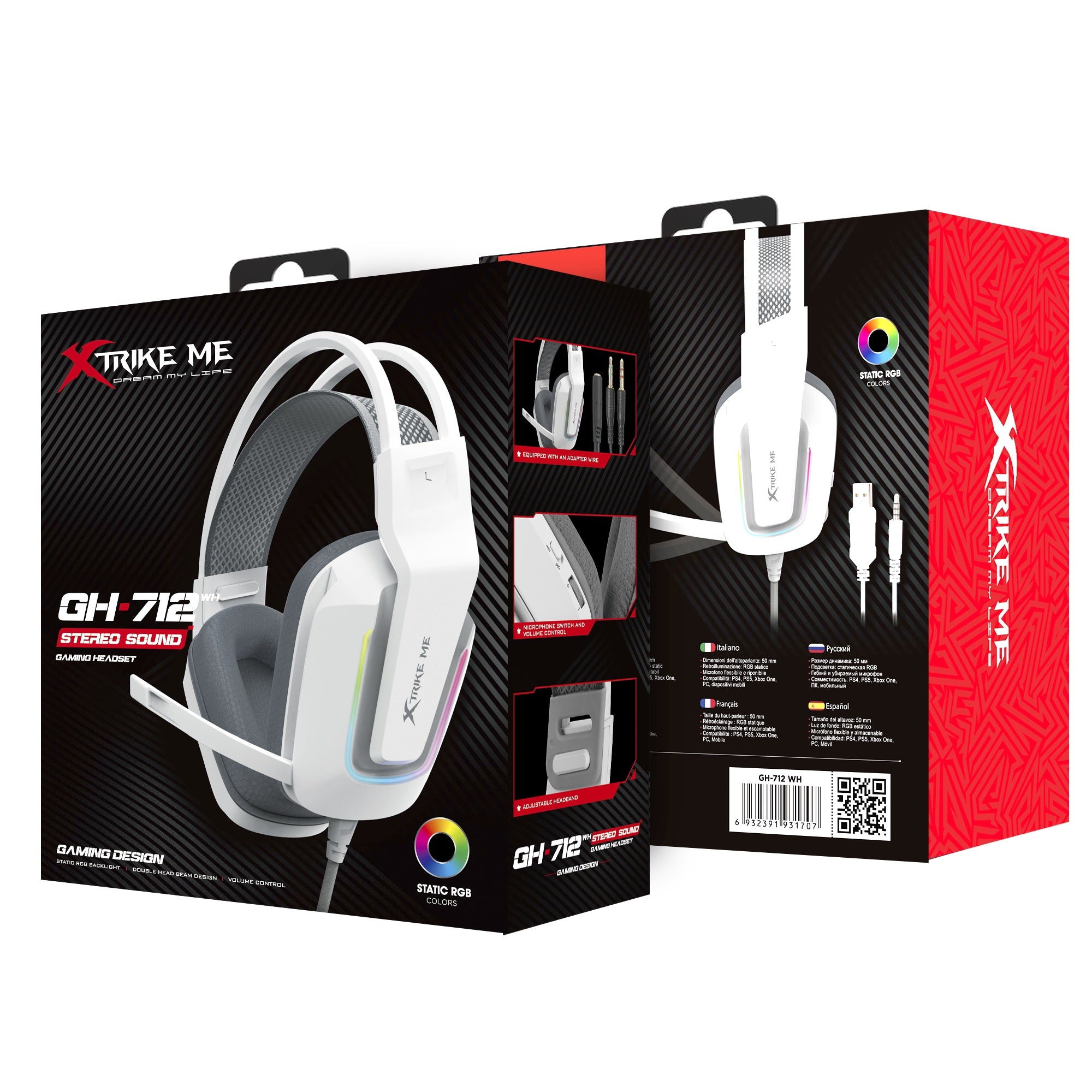 Xtrike Me Gh712 Rgb Gaming Headset With Noise Reduction Microphone White