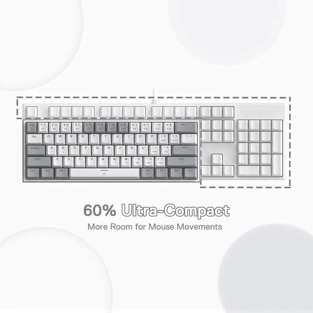 Redragon FIZZ K617 60% RGB Mechanical Keyboard with Red Switches (White & Gray)