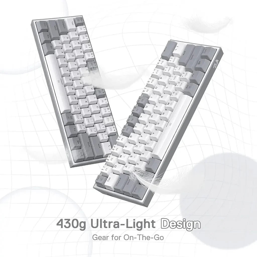 Redragon FIZZ K617 60% RGB Mechanical Keyboard with Red Switches (White & Gray)