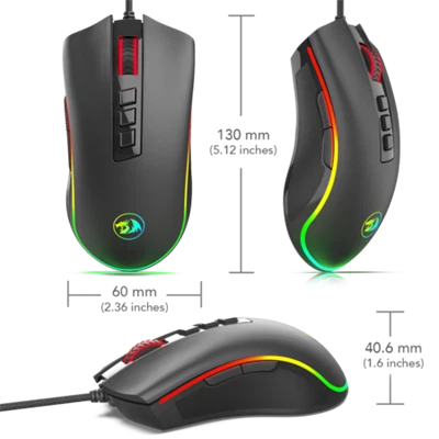Redragon M711 COBRA RGB Gaming Mouse with 16.8 Million, 10,000 DPI (Black)