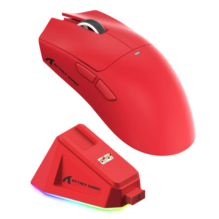 Attack Shark X11 Wireless Gaming Mouse with Charging Dock – Black/White/Red